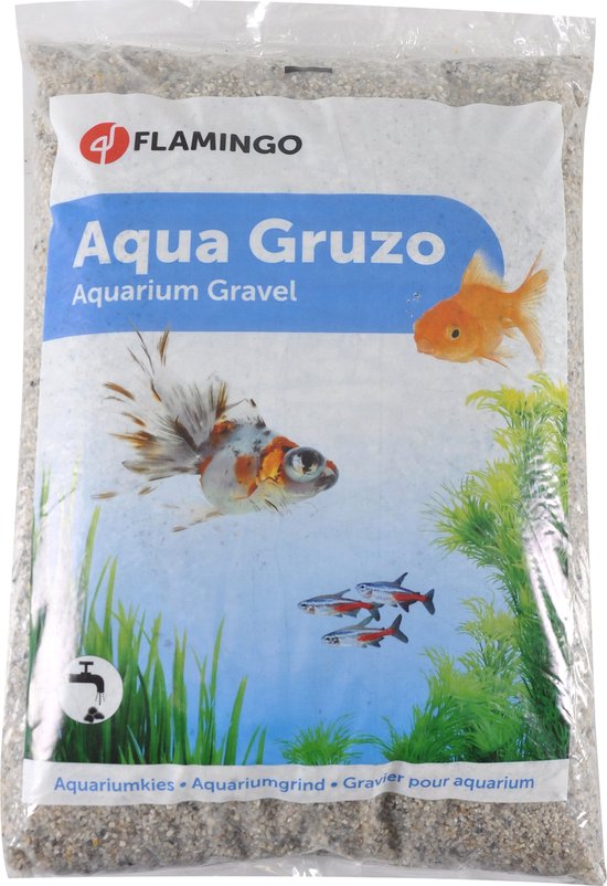 Aquarium – Flamingo Grind Gruzo Fijn – aquarium grind – fijn grind voor aquarium – grijs – 43x29x7 cm – 10 kg – gebruiksklaar – Europese kwaliteit