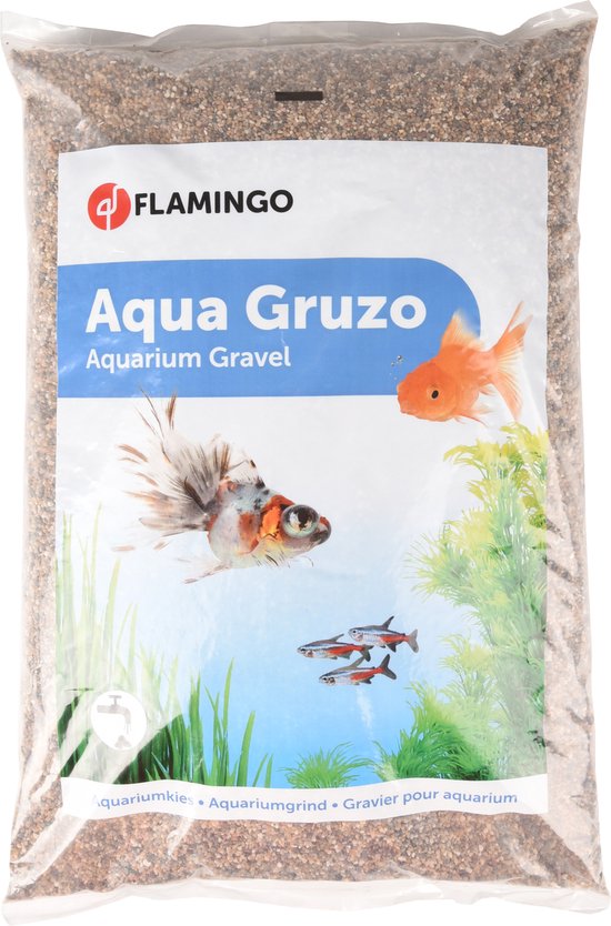 Aquarium – Flamingo Grind Gruzo Fijn – aquarium grind – aquariumzand fijn – bruin – 43x27,5x6 cm – 10 kg – gebruiksklaar